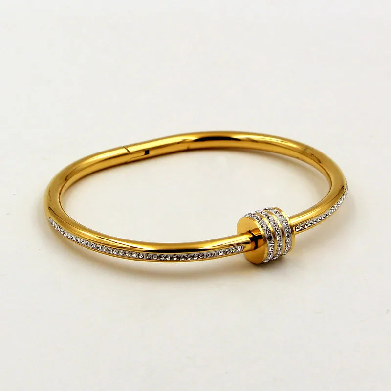 Arrival Full Crystal Bangle Rose Titanium Steel Jewelry Woman Never Fade