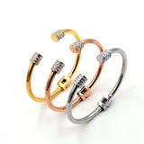 Crystal Open Bangle Rose Titanium Steel Jewelry Woman Never Fade