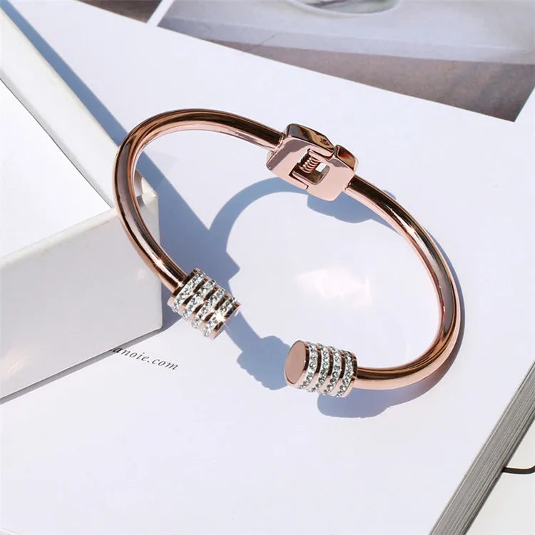 Punk Crystal Bangle Rose Women Birthday Gift Never Fade