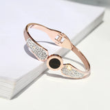 Crystal Bangle Rose Women Birthday Gift Titanium Steel Jewelry