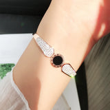 Crystal Bangle Rose Women Birthday Gift Titanium Steel Jewelry