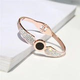 Crystal Bangle Rose Women Birthday Gift Titanium Steel Jewelry