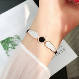 Crystal Bangle Rose Women Birthday Gift Titanium Steel Jewelry