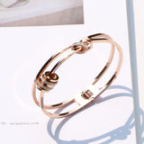 Crystal Bangle Rose Women  Birthday Gift Titanium Steel Jewelry