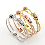 Crystal Bangle Rose Women  Birthday Gift Titanium Steel Jewelry