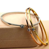 Zirconia Bangle Rose Women Birthday Gift Titanium Steel Jewelry