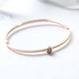 Zirconia Bangle Rose Women Birthday Gift Titanium Steel Jewelry