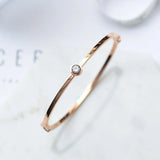 Zirconia Bangle Rose Women Birthday Gift Titanium Steel Jewelry