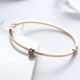 Zirconia Bangle Rose Women Birthday Gift Titanium Steel Jewelry