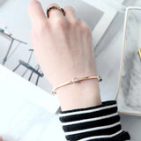 Zirconia Bangle Rose Women Birthday Gift Titanium Steel Jewelry
