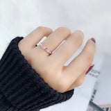 Pink Shell Zirconia Ring Couple Rose Birthday Gift Titanium Steel
