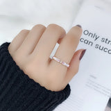 Pink Shell Zirconia Ring Couple Rose Birthday Gift Titanium Steel
