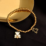 18K Plated Shell Bear Stretch Bracelet Woman Accessories Gift
