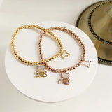 18K Plated Shell Bear Stretch Bracelet Woman Accessories Gift