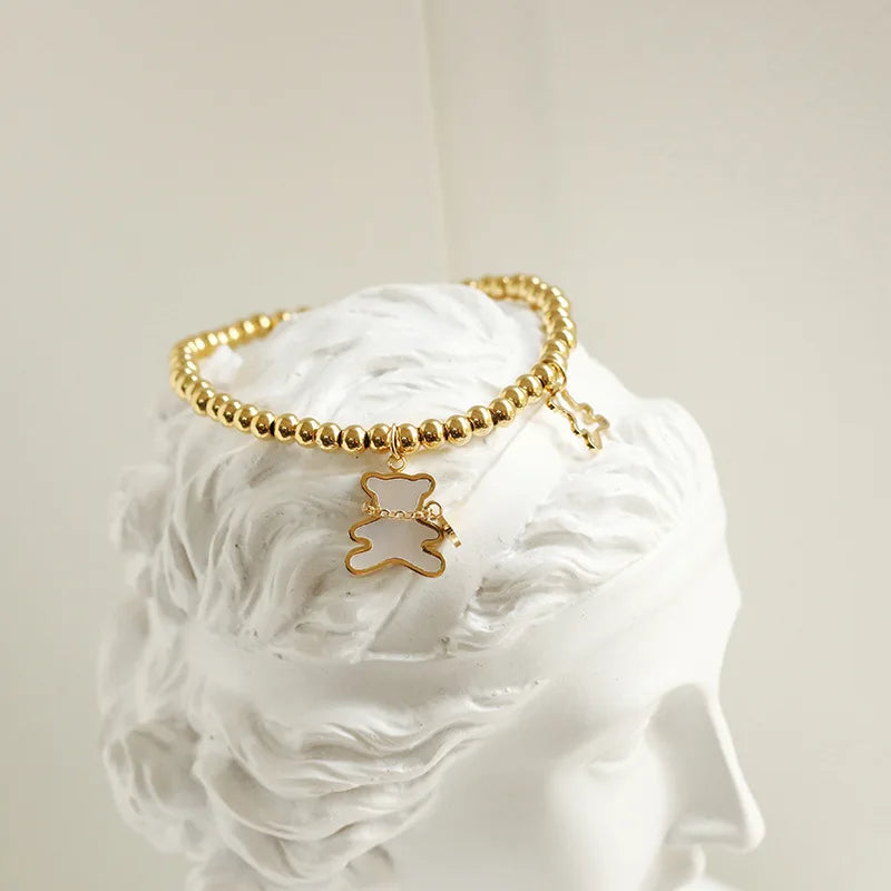 18K Plated Shell Bear Stretch Bracelet Woman Accessories Gift