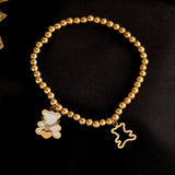 18K Plated Shell Bear Stretch Bracelet Woman Accessories Gift