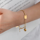 Plated Smiling Face Pendant Bracelet Stainless Steel Jewelry