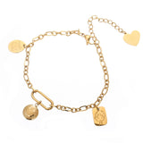 Plated Smiling Face Pendant Bracelet Stainless Steel Jewelry