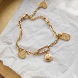 Plated Smiling Face Pendant Bracelet Stainless Steel Jewelry