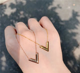 V Pendant Necklace Chain 18K Titanium Steel Jewelry Gift