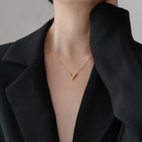 V Pendant Necklace Chain 18K Titanium Steel Jewelry Gift