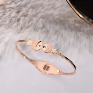 Arrival Fish Bangle Rose Women Birthday Gift Titanium Steel Jewelry