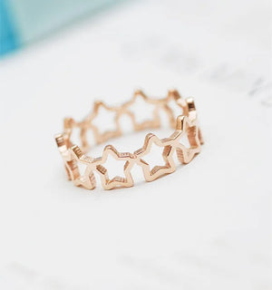 Rose Stars Ring 316L Stainless Steel High Polish Prevent Allergy