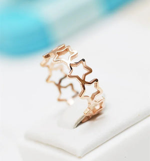Rose Stars Ring 316L Stainless Steel High Polish Prevent Allergy