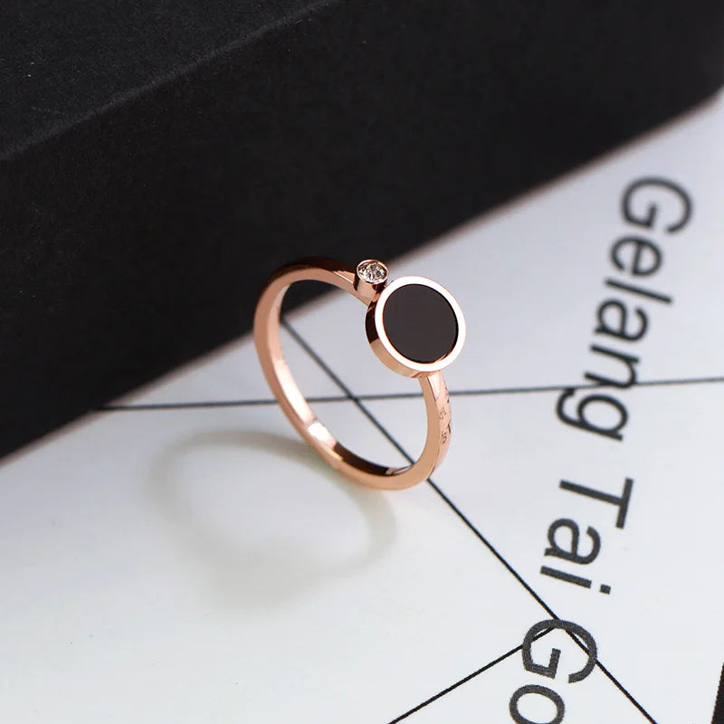 Rose Colors Crystal CZ Inlay Ring for Woman Girl Gift Wedding Jewelry
