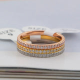 Rose Colors CZ Couple Rings Wedding Jewelry Stainless Steel
