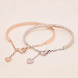 Jewelry Rose Colors Heart Pendant Bangle Cuff Bracelet Stainless Steel