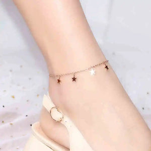 Rose Star Bell Anklet Chain Style Woman 316 L Titanium Steel Jewelry