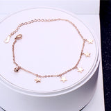 Rose Star Bell Anklet Chain Style Woman 316 L Titanium Steel Jewelry