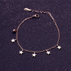 Rose Star Bell Anklet Chain Style Woman 316 L Titanium Steel Jewelry