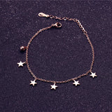 Rose Star Bell Anklet Chain Style Woman 316 L Titanium Steel Jewelry