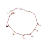 Rose Star Bell Anklet Chain Style Woman 316 L Titanium Steel Jewelry
