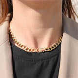 YUN RUO Vintage Necklace Bracelet Set Titanium Steel Hip-hop Metal Chain