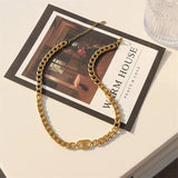 YUN RUO Vintage Necklace Bracelet Set Titanium Steel Hip-hop Metal Chain