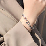 YUN RUO Vintage Necklace Bracelet Set Titanium Steel Hip-hop Metal Chain