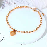 Rose Stainless Steel Love Heart Anklet Chain for Women Girls