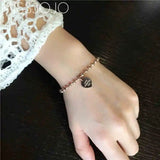 Rose Stainless Steel Love Heart Anklet Chain for Women Girls