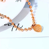 Rose Stainless Steel Love Heart Anklet Chain for Women Girls
