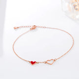 Red Heart Anklet Chain Girl Birthday Gift Stainless Steel Jewelry