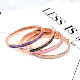 Colorful Snowflakes Zircon Open Bangle Rose Titanium Steel Jewelry Woman