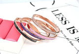 Colorful Snowflakes Zircon Open Bangle Rose Titanium Steel Jewelry Woman