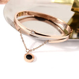 Roman Number Bangle Rose Silver Women Gift Titanium Steel Jewelry