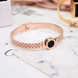 Roman Numerals Bangle Cuff 316L Stainless Steel Woman