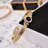 Roman Numerals Bangle Cuff 316L Stainless Steel Woman