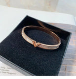 V Shell Bangle Rose Women Birthday Gift Titanium Steel Jewelry