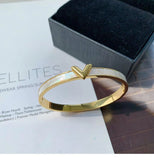 V Shell Bangle Rose Women Birthday Gift Titanium Steel Jewelry
